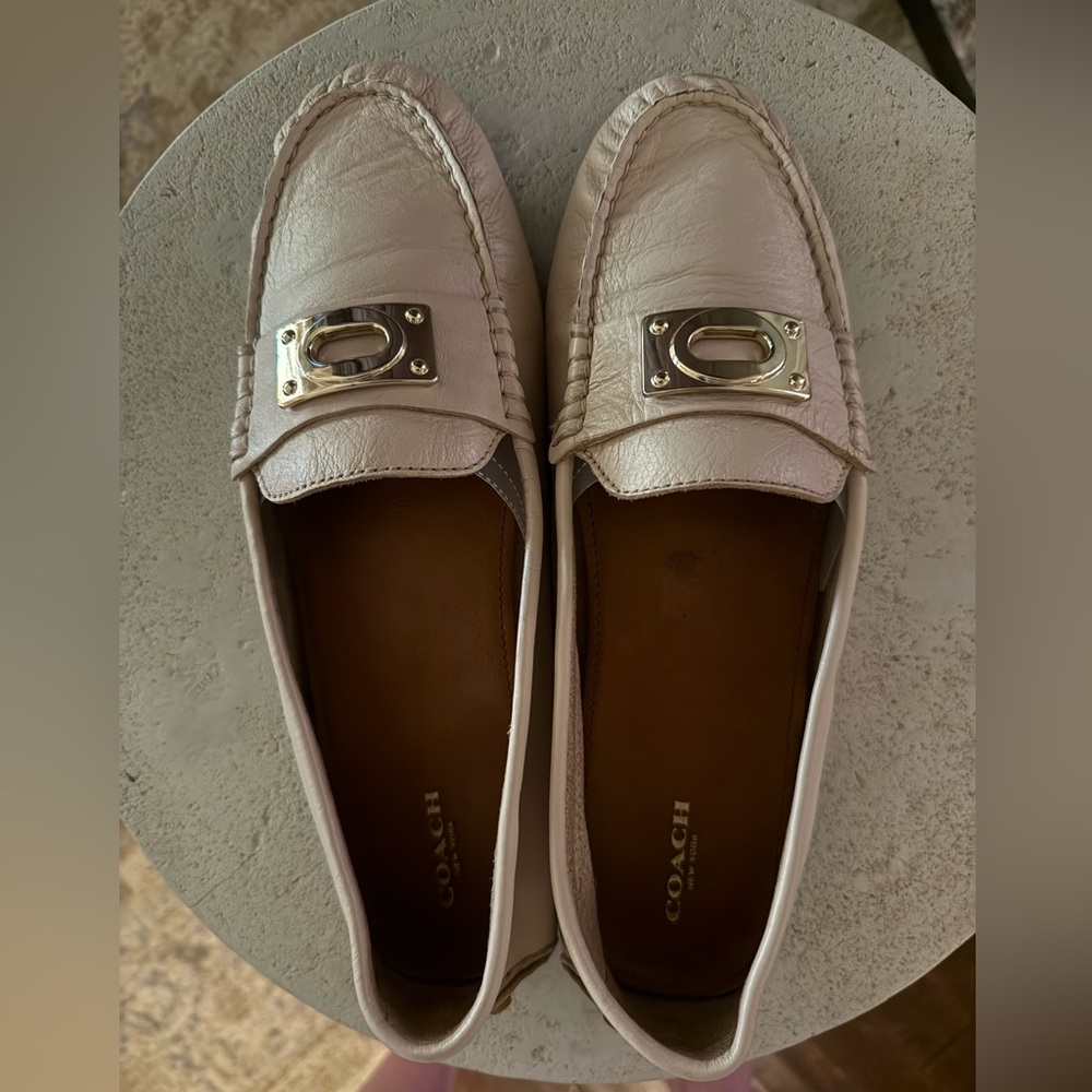 Coach Cream Leather Flats